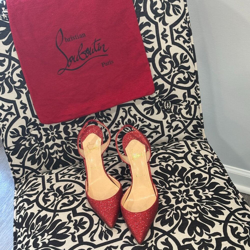 Red “Dorothy” Glitter Slingback Heels – Size 39 – Stunning & Sparkly!